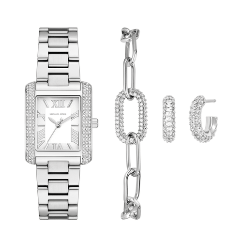 Michael Kors Emery Three-Hand Stainless Steel Watch, Earrings, and Bracelet Gift Set MK4839SET Watches Michael Kors 