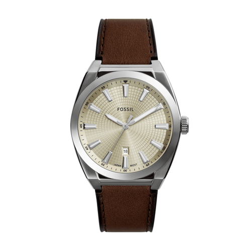 Fossil Everett Three-Hand Date Brown Leather Watch FS6071 Watches Fossil 