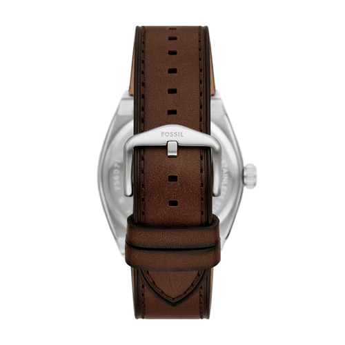 Fossil Everett Three-Hand Date Brown Leather Watch FS6071 Watches Fossil 