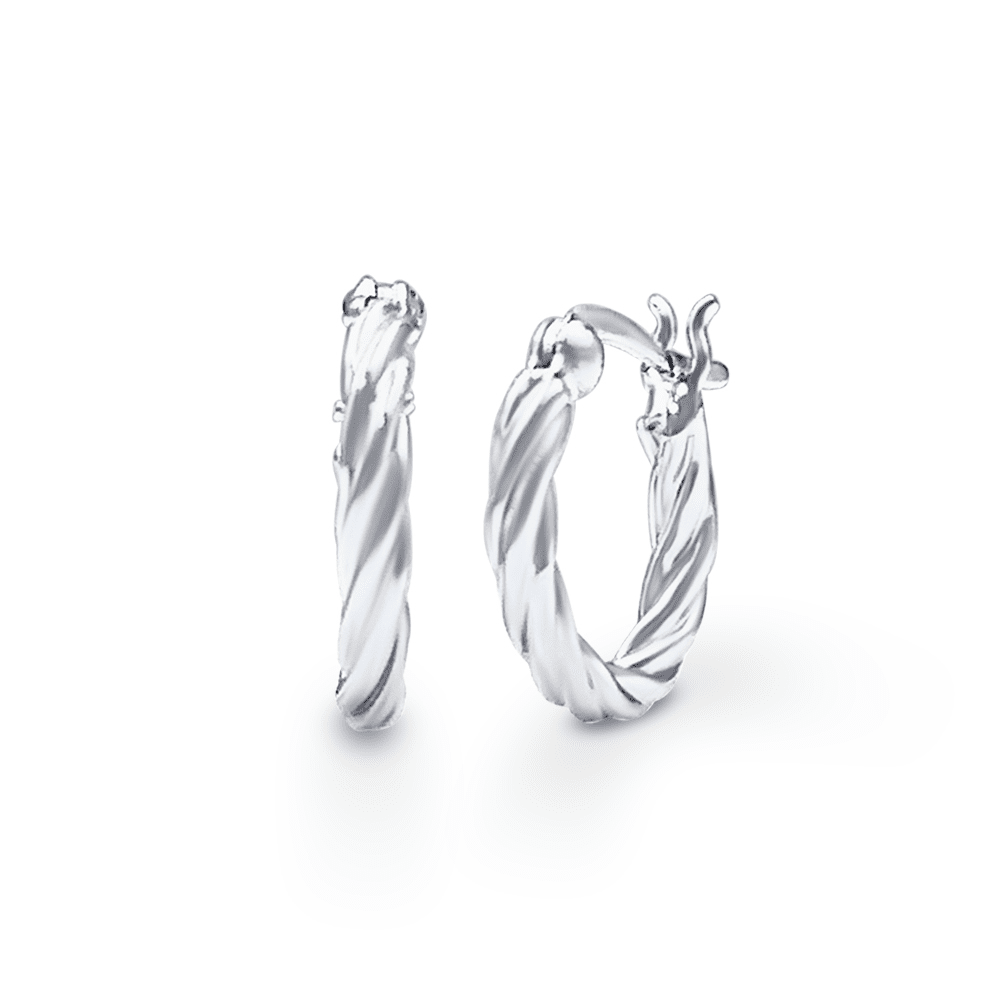 16mm Rope Twist Earrings in Sterling Silver Earrings Bevilles 