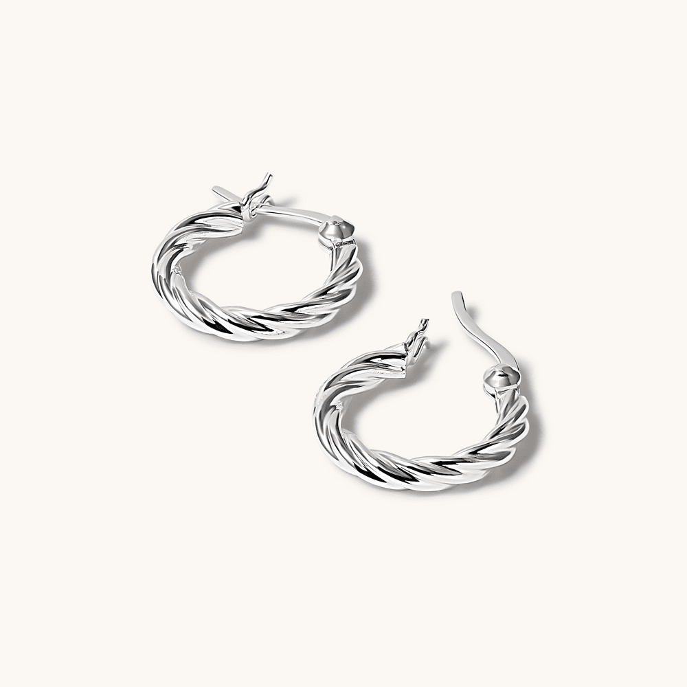 16mm Rope Twist Earrings in Sterling Silver Earrings Bevilles 