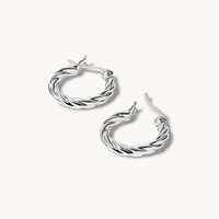 16mm Rope Twist Earrings in Sterling Silver Earrings Bevilles 