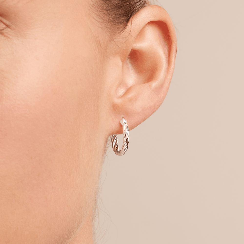 16mm Rope Twist Earrings in Sterling Silver Earrings Bevilles 