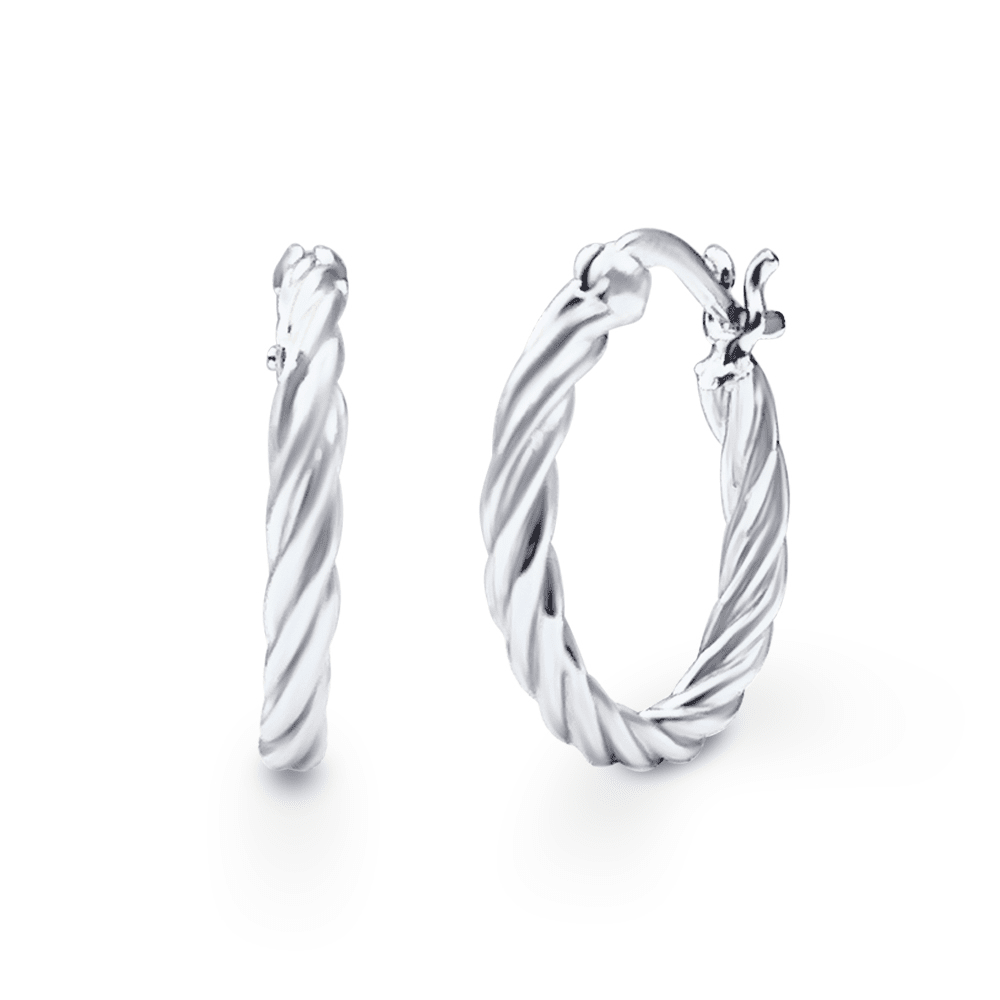 20mm Rope Twist Hoop Earrings in Sterling Silver Earrings Bevilles 