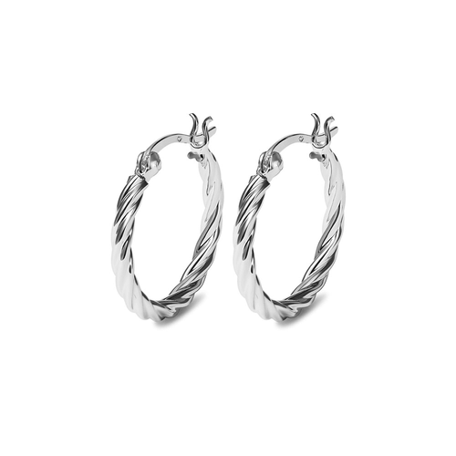20mm Rope Twist Hoop Earrings in Sterling Silver Earrings Bevilles 