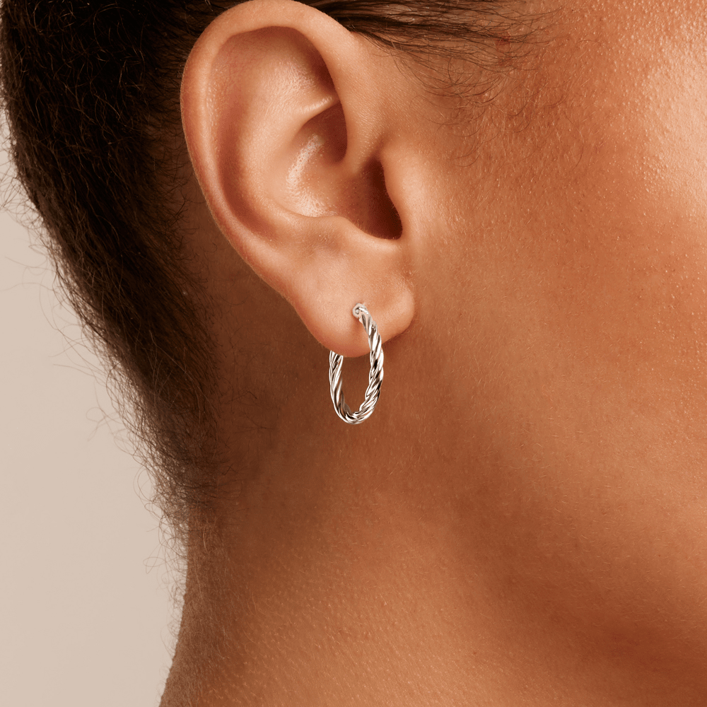 20mm Rope Twist Hoop Earrings in Sterling Silver Earrings Bevilles 