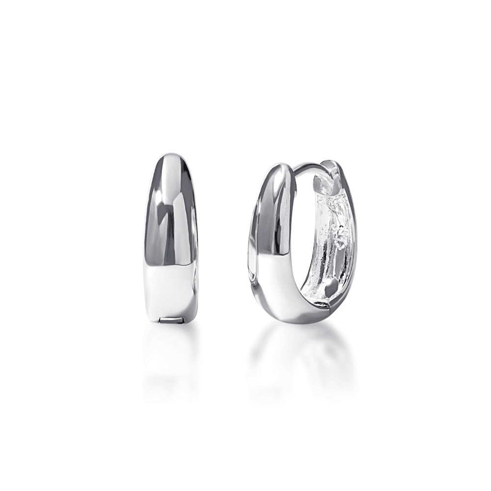 10mm Tappered Huggie Earrings in Sterling Silver Earrings Bevilles 