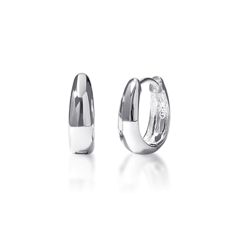 10mm Tappered Huggie Earrings in Sterling Silver Earrings Bevilles 
