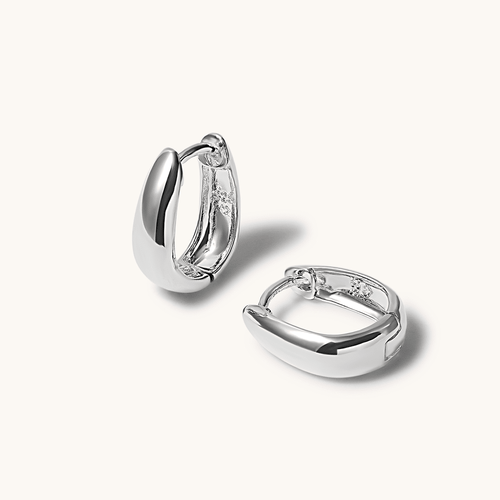 10mm Tapered Huggie Earrings in Sterling Silver Earrings Bevilles 