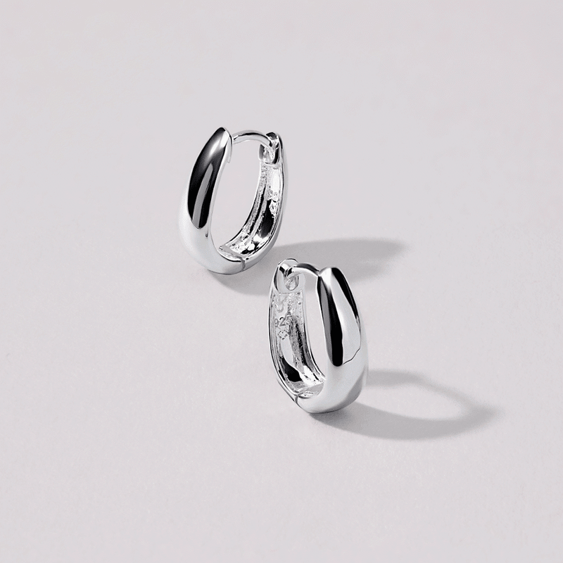 10mm Tappered Huggie Earrings in Sterling Silver Earrings Bevilles 