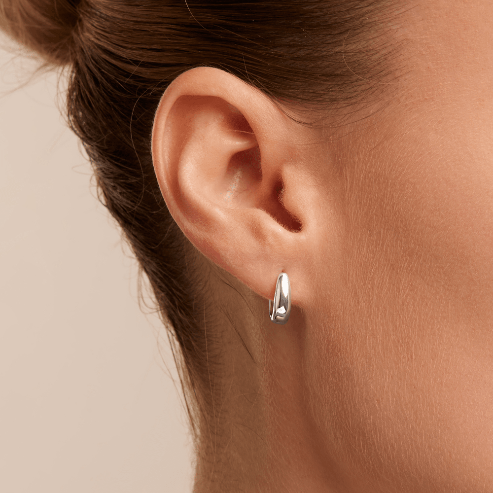 10mm Tapered Huggie Earrings in Sterling Silver Earrings Bevilles 