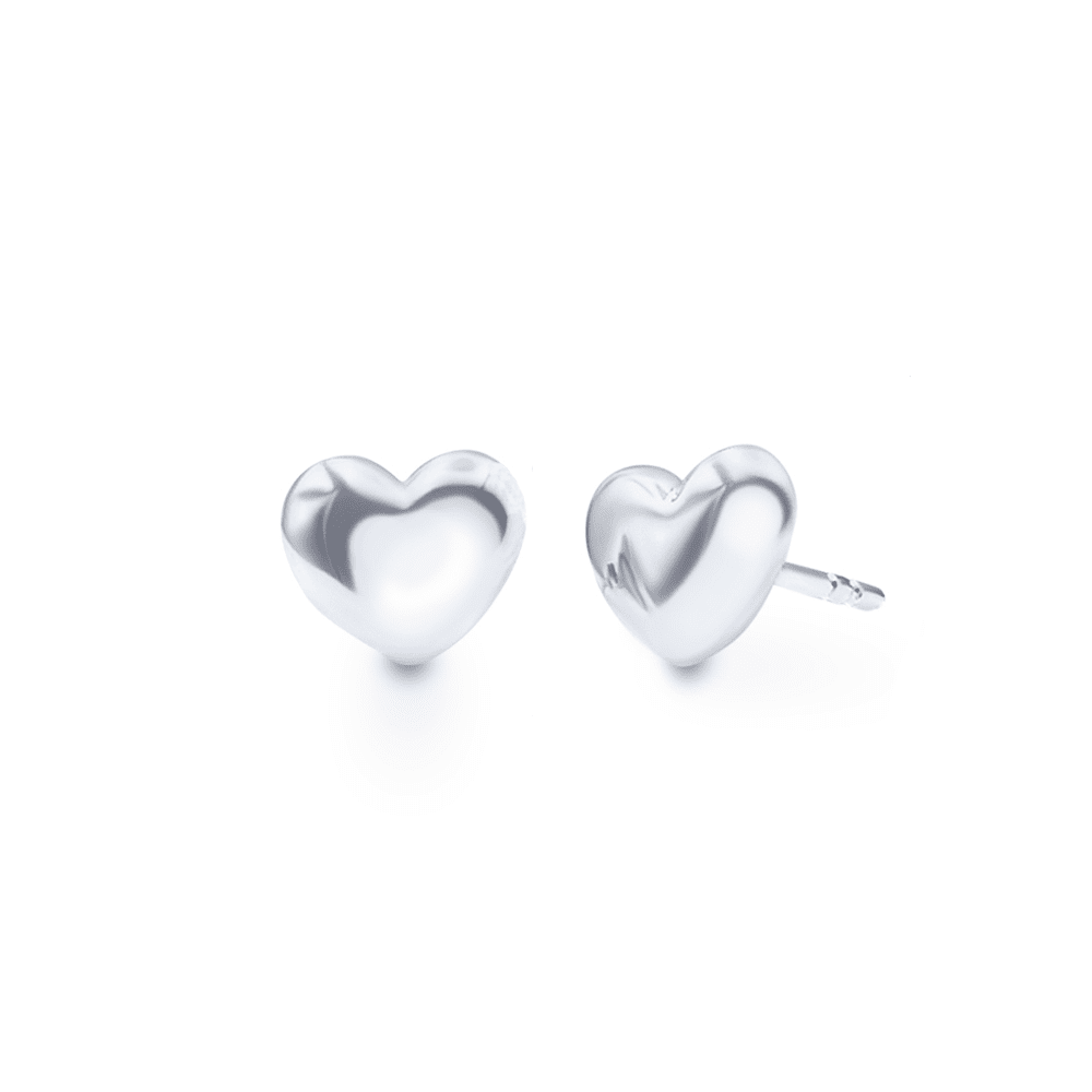 Heart Puff Stud Earrings in Sterling Silver Earrings Bevilles 