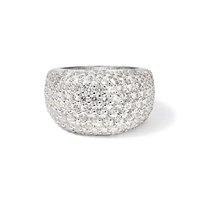 Cubic Zirconia Pave Dome Ring in Rhodium Plated Sterling Silver Rings Bevilles 