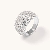 Cubic Zirconia Pave Dome Ring in Rhodium Plated Sterling Silver Rings Bevilles 