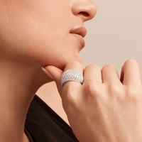 Cubic Zirconia Pave Dome Ring in Rhodium Plated Sterling Silver Rings Bevilles 