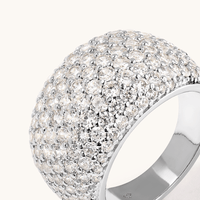 Cubic Zirconia Pave Dome Ring in Rhodium Plated Sterling Silver Rings Bevilles 
