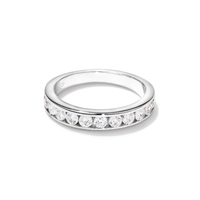 2mm Channel Set Cubic Zirconia Wedder Ring in Rhodium Plated Sterling Silver Rings Bevilles 