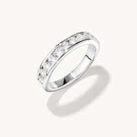 2mm Channel Set Cubic Zirconia Wedder Ring in Rhodium Plated Sterling Silver Rings Bevilles 