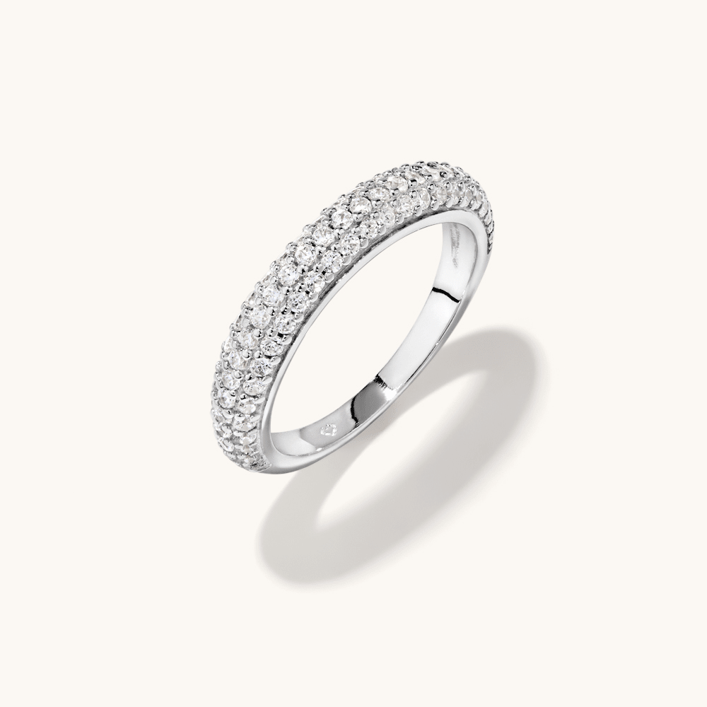 4mm Cubic Zirconia Dome Ring in Rhodium Plated Sterling Silver Rings Bevilles 