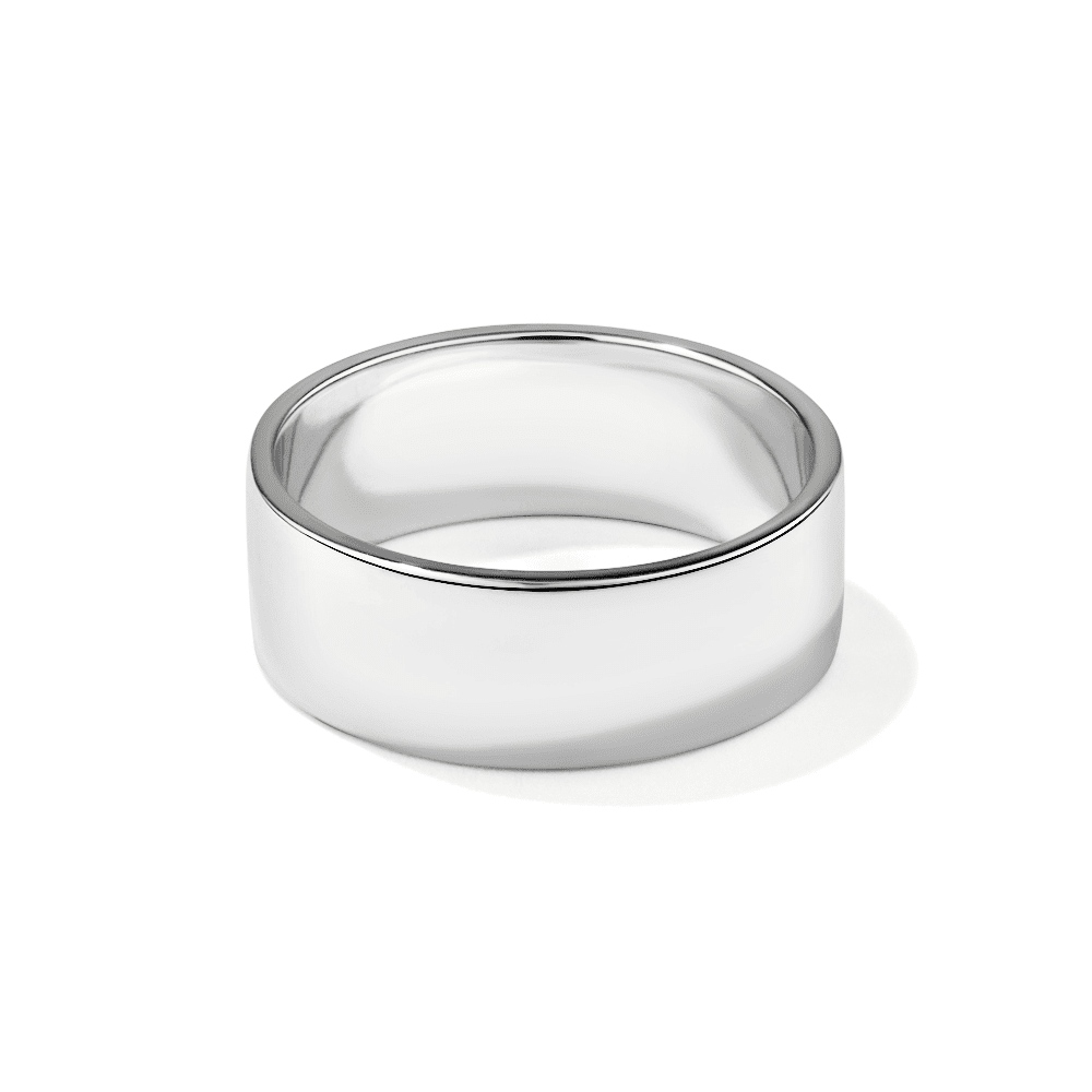 Wide Flat Plain Wedding Ring in Sterling Silver Rings Bevilles 