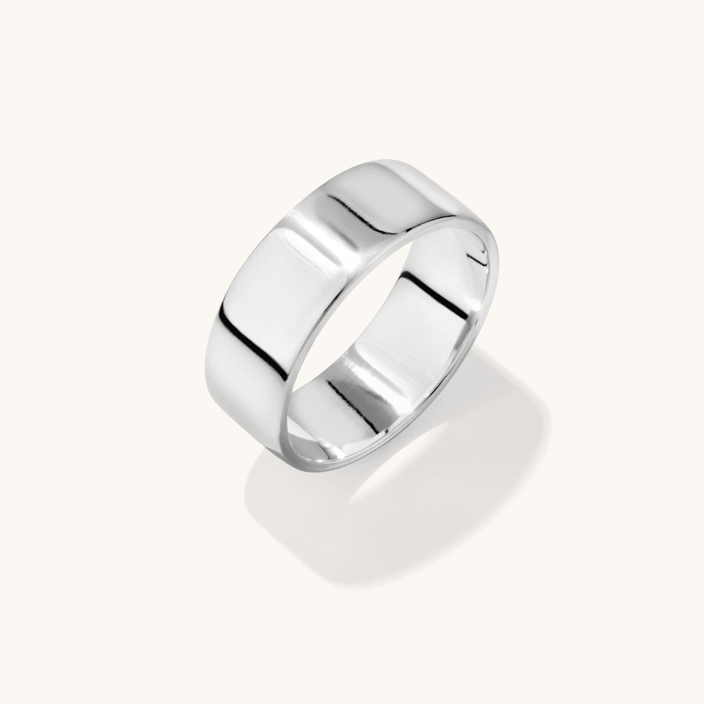 Wide Flat Plain Wedding Ring in Sterling Silver Rings Bevilles 