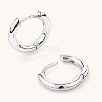 13mm Round Huggie Earrings in Sterling Silver Earrings Bevilles 