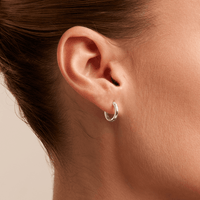 13mm Round Huggie Earrings in Sterling Silver Earrings Bevilles 