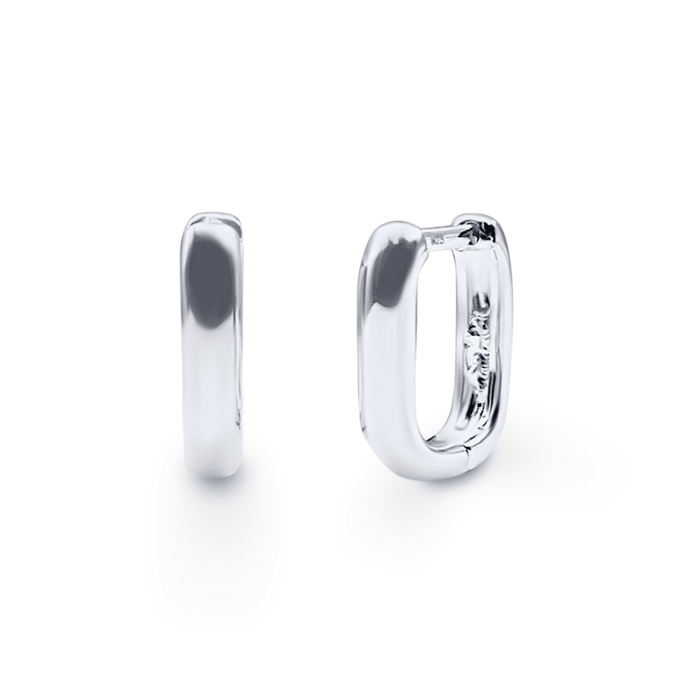 9mm Tube Paperclip Huggie Earrings in Sterling Silver Earrings Bevilles 