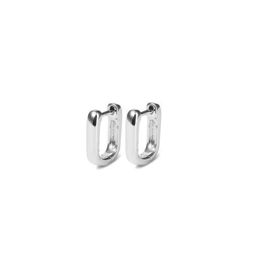 9mm Tube Paperclip Huggie Earrings in Sterling Silver Earrings Bevilles 