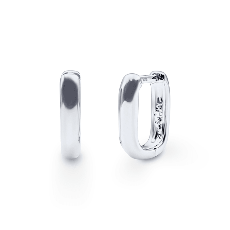 9mm Tube Paperclip Huggie Earrings in Sterling Silver Earrings Bevilles 