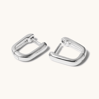 9mm Tube Paperclip Huggie Earrings in Sterling Silver Earrings Bevilles 