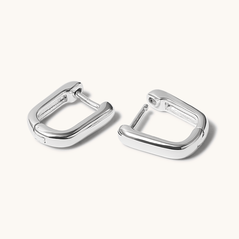 9mm Tube Paperclip Huggie Earrings in Sterling Silver Earrings Bevilles 