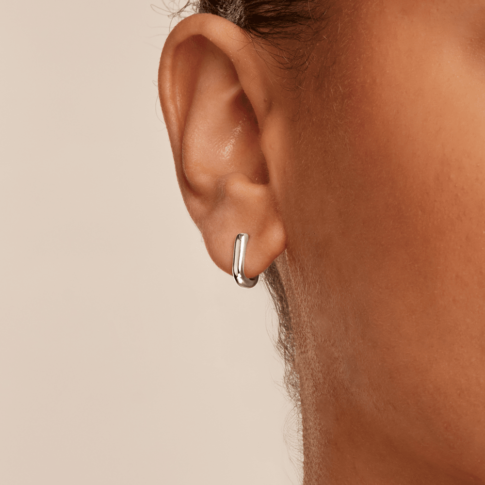 9mm Tube Paperclip Huggie Earrings in Sterling Silver Earrings Bevilles 