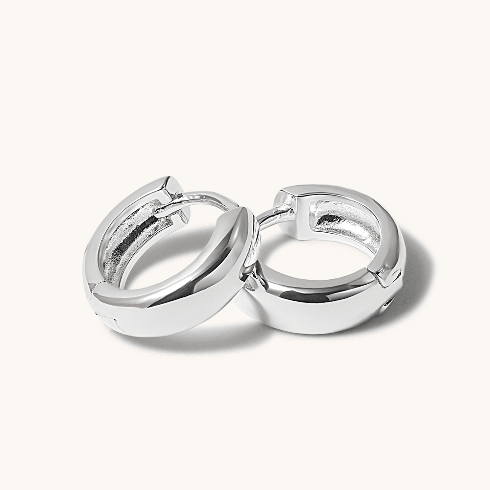 Round Huggie Earrings in Sterling Silver Earrings Bevilles 
