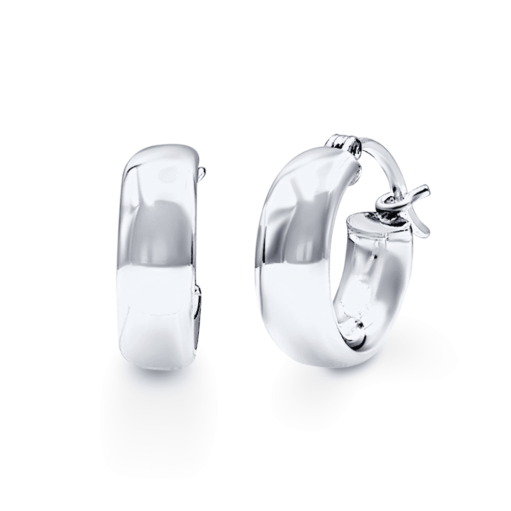 10mm Half Round Hoop Earrings in Sterling Silver Earrings Bevilles 
