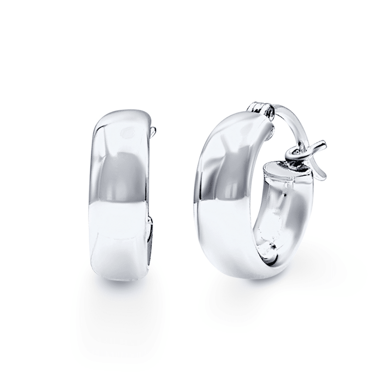 10mm Half Round Hoop Earrings in Sterling Silver Earrings Bevilles 