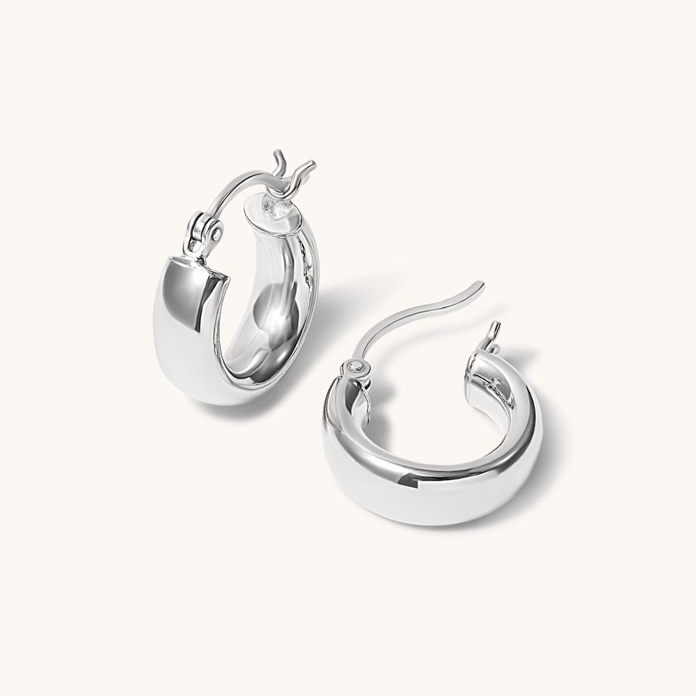 10mm Half Round Hoop Earrings in Sterling Silver Earrings Bevilles 