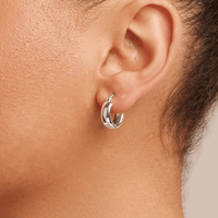 10mm Half Round Hoop Earrings in Sterling Silver Earrings Bevilles 