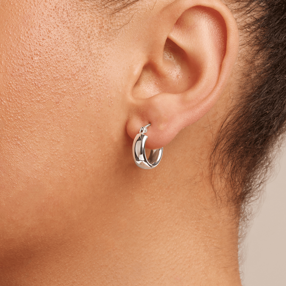 10mm Half Round Hoop Earrings in Sterling Silver Earrings Bevilles 