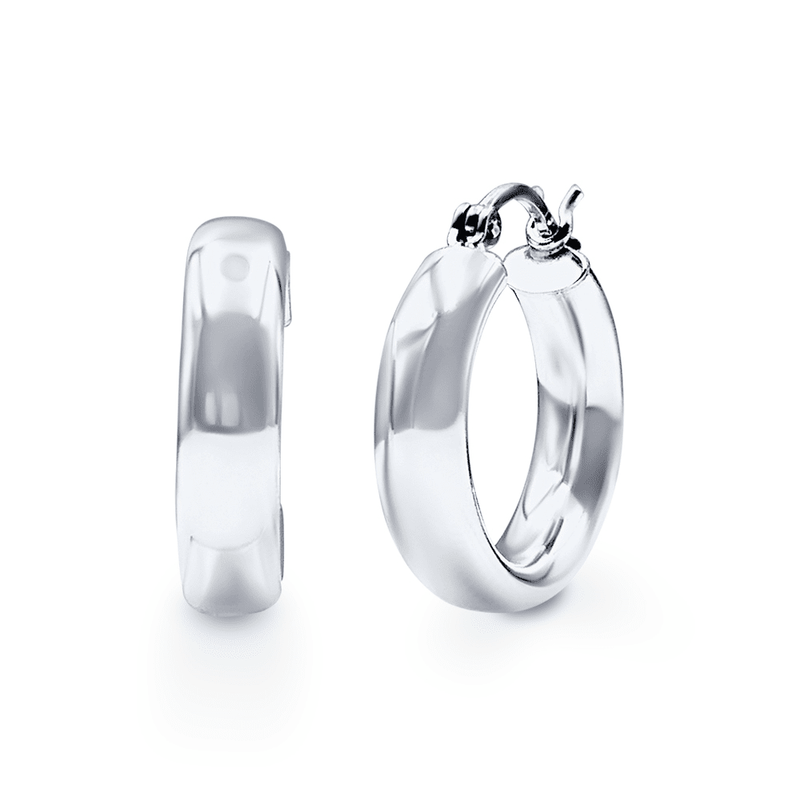 16mm Half Round Hoop Earrings in Sterling Silver Earrings Bevilles 