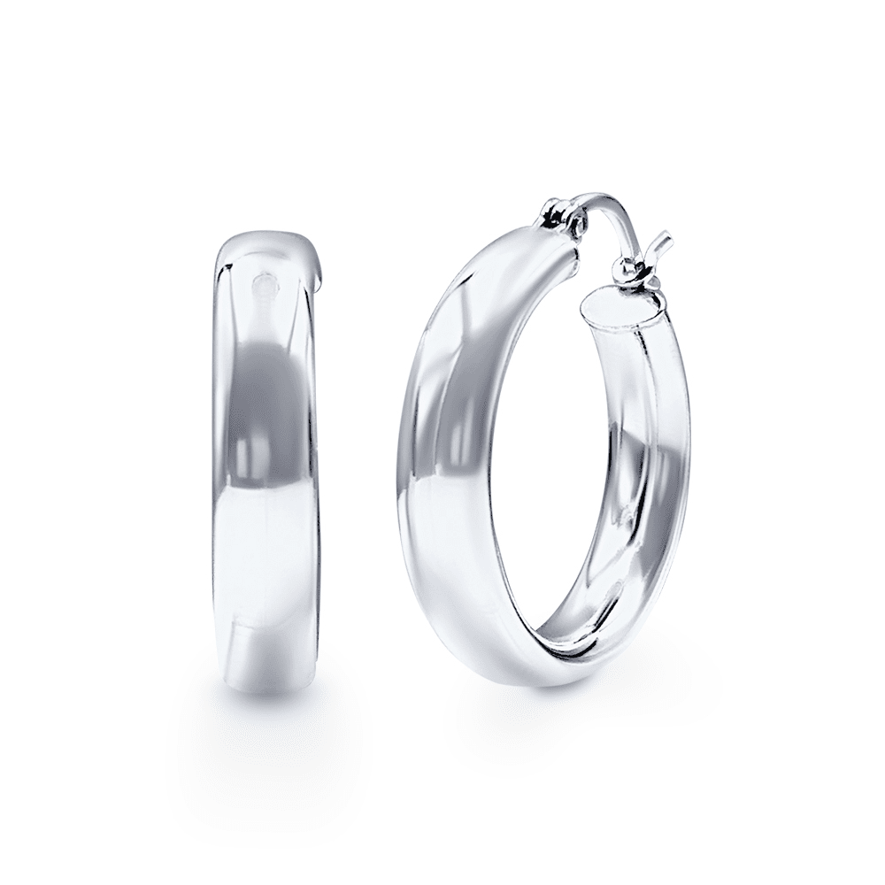 20mm Half Round Hoop Earrrings in Sterling Silver Earrings Bevilles 