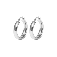 20mm Half Round Hoop Earrings in Sterling Silver Earrings Bevilles 