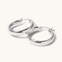 20mm Half Round Hoop Earrings in Sterling Silver Earrings Bevilles 