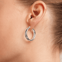 20mm Half Round Hoop Earrings in Sterling Silver Earrings Bevilles 