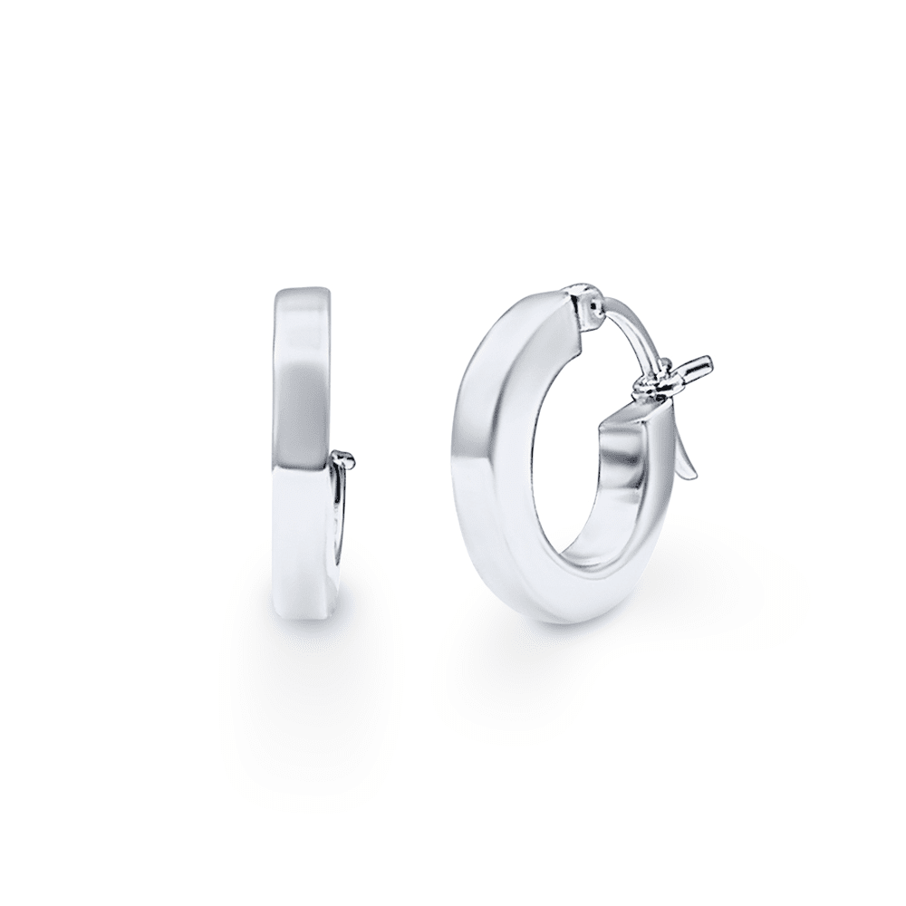 10mm Square Edge Hoop Earrings in Sterling Silver Earrings Bevilles 