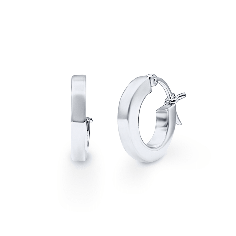 10mm Square Edge Hoop Earrings in Sterling Silver Earrings Bevilles 