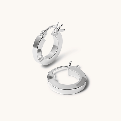 10mm Square Edge Hoop Earrings in Sterling Silver Earrings Bevilles 