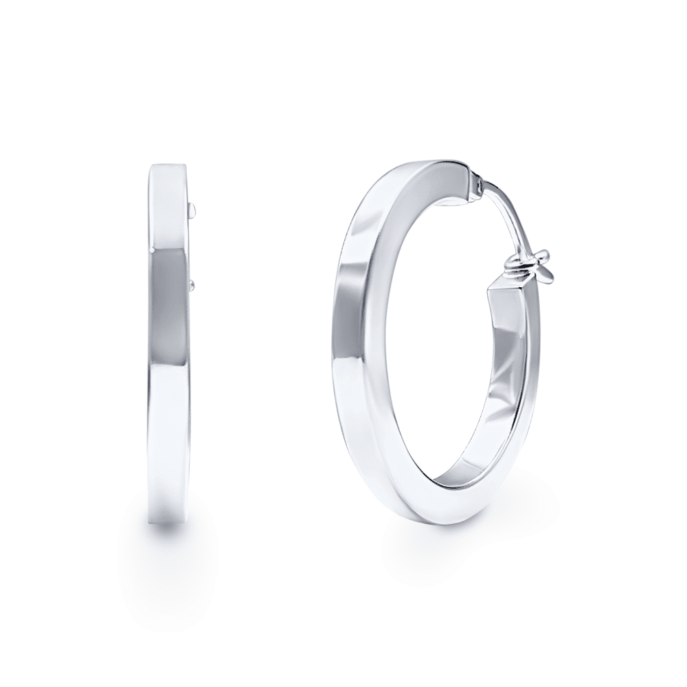 20mm Square Edge Hoop Earrings in Sterling Silver Earrings Bevilles 