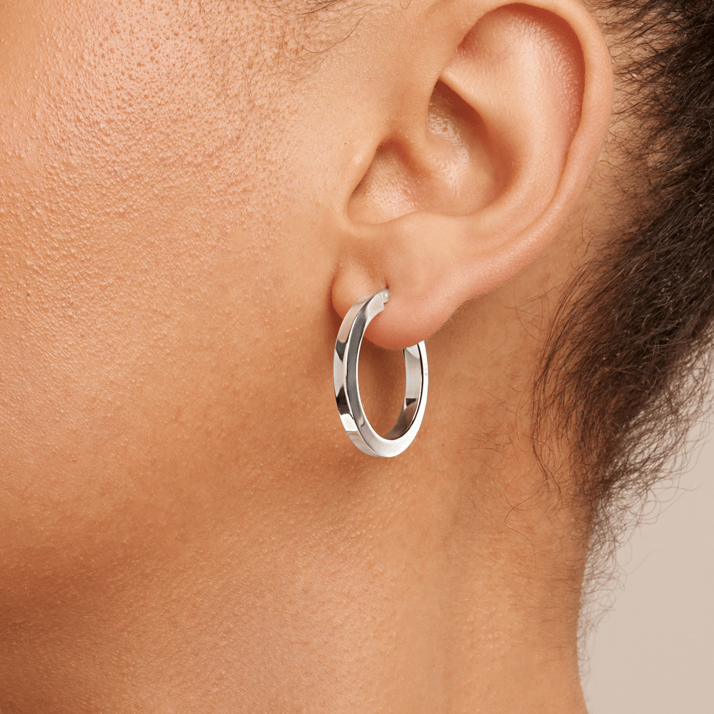 20mm Square Edge Hoop Earrings in Sterling Silver Earrings Bevilles 