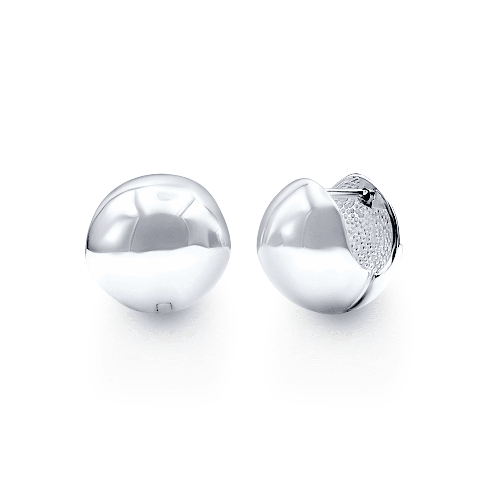 Large Round Ball Hoop Earrings in Sterling Silver Earrings Bevilles 